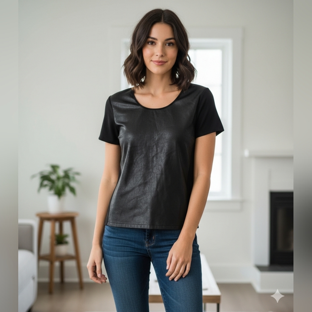 Piper Gore 100% Leather/100% Silk Top
